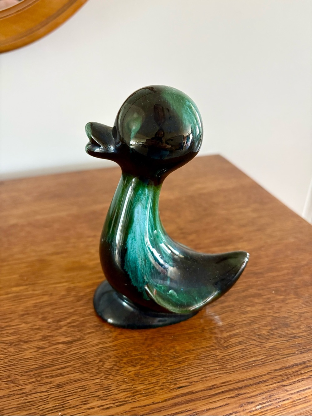 Blue Mountain Pottery Green Glazed Ceramic Duck Figurine - Decorative Home Art